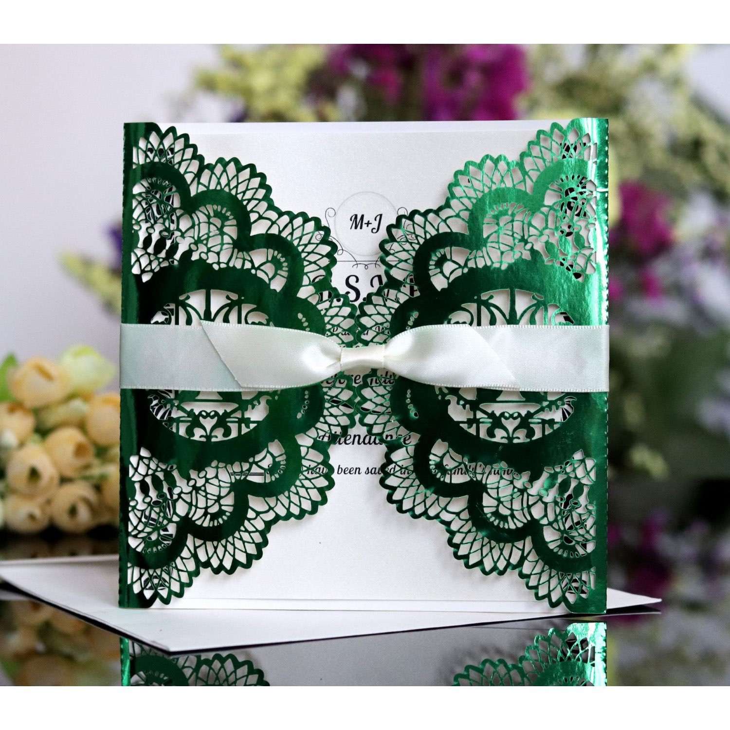 Invitation Card Laser Cut Reflective Paper Wedding Supplies Golden Invitation Wholesale